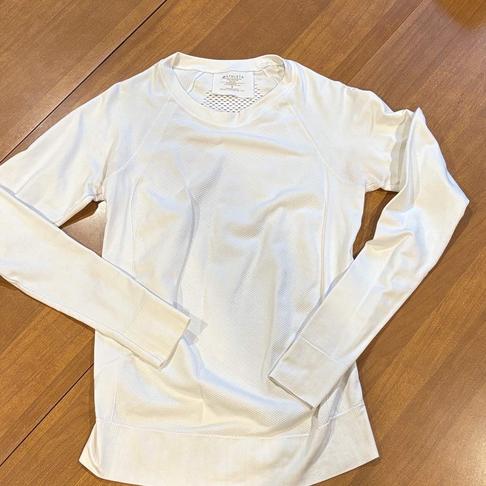 Athleta White Long Sleeve Top